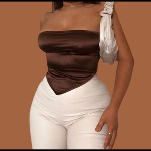 Coffee Strapless Top